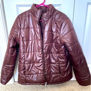 Reversible brown puffer jacket